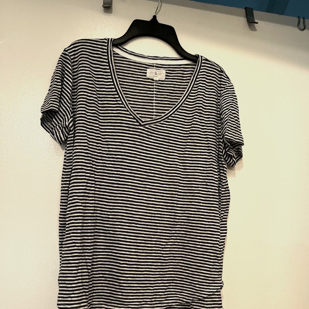 Lou & Grey blue and white linen top (Size L) (previously worn)